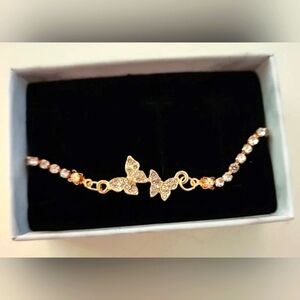Butterfly Bracelet Sparkley Silver Rhinestone  Fashion Jewelry OS